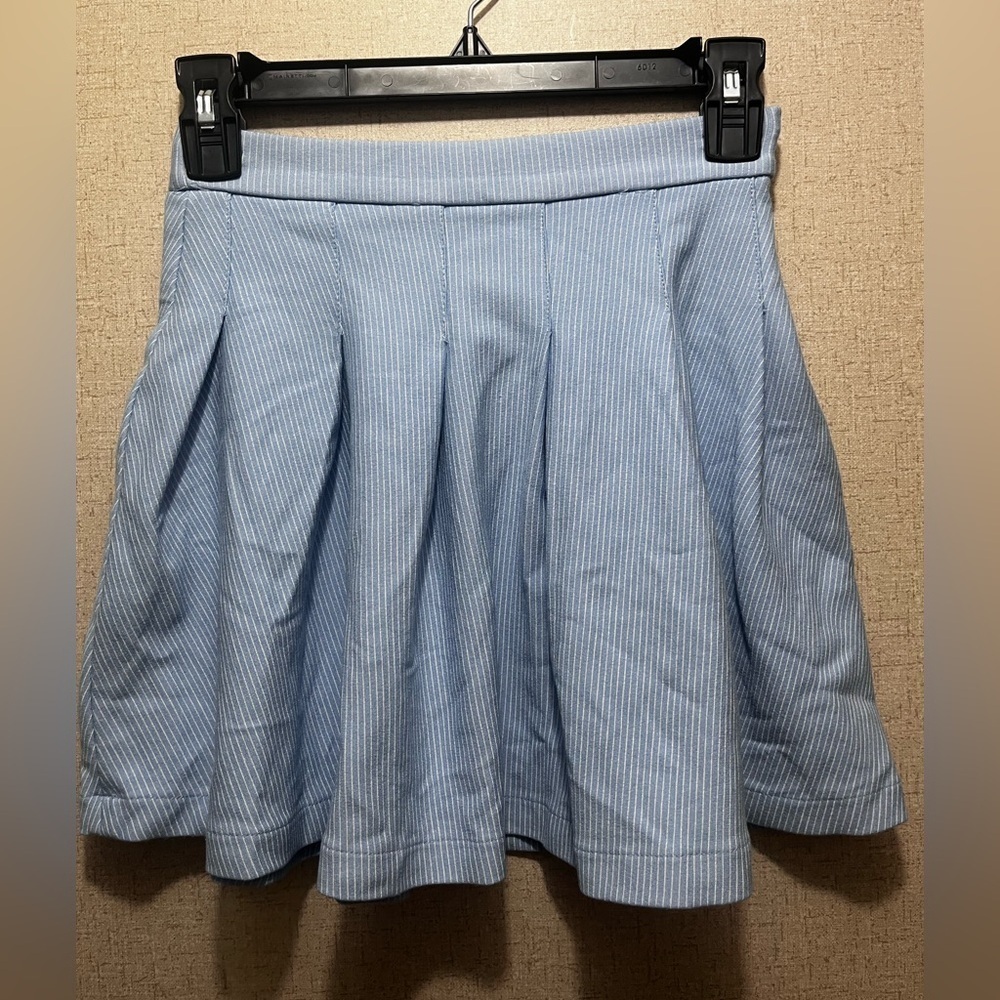 Zara Sky Blue Striped A-Line Skirt - Picture 2 of 4